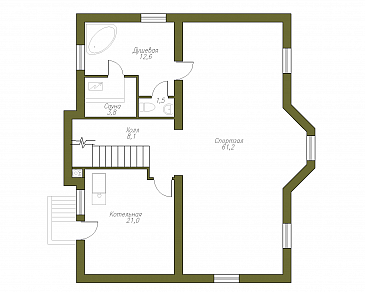 Проект коттеджа в классическом стиле с подвалом / План цокольного этажа