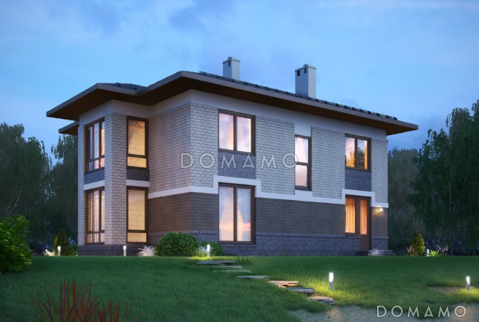 Проект двухэтажного особняка с тремя спальными комнатами и комнатой для гостей