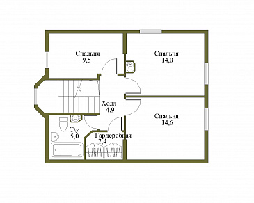 Проект экономичного дома из бруса / План мансардного этажа