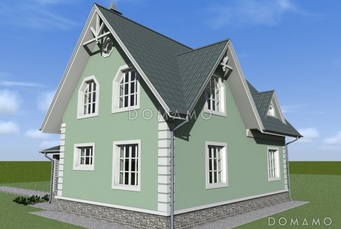 Проект компактного коттеджа с штукатуркой из SIP панелей.