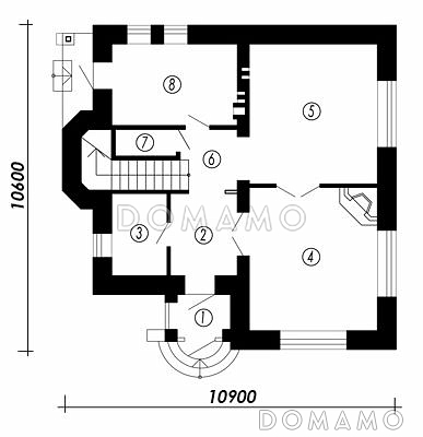 Проект дома из СИП панелей в английском стиле / План 1 этажа