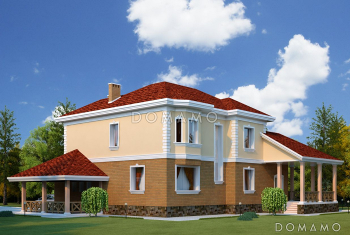 Проект дома с встроенным и пристроенным гаражом