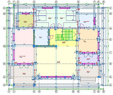 Проект дома из клееного бруса с эркером / План 1 этажа