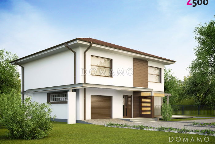 Проект простого комфортного двухэтажного дома из газобетона с тремя спальнями, вторым светом и гаражом