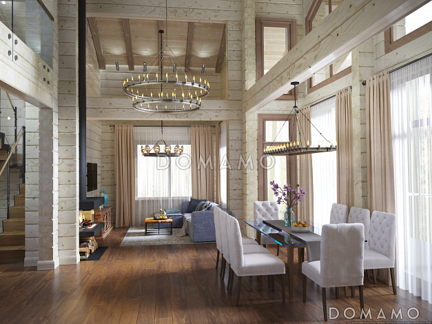 Проект деревянного дома с мансардой, вторым светом и сауной