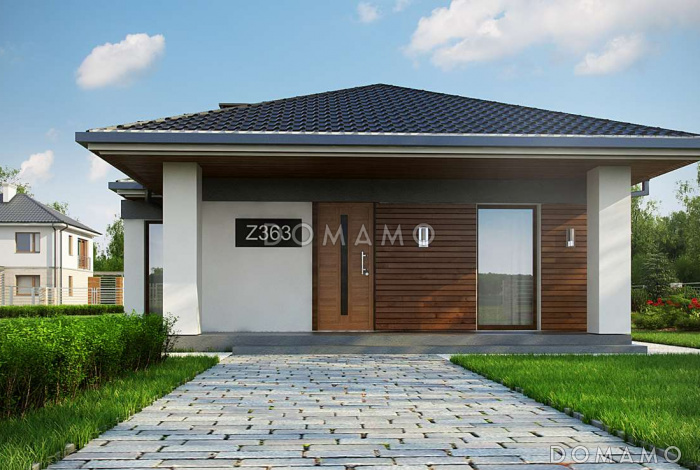 Проект комфортного одноэтажного дома из газобетона с тремя спальнями