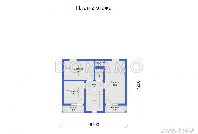 Дом с объединенной кухней-гостиной и большой террасой / План мансардного этажа