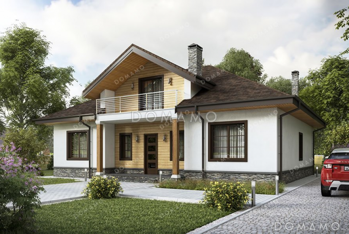 Проект одноэтажного дома с мансардой и террасой