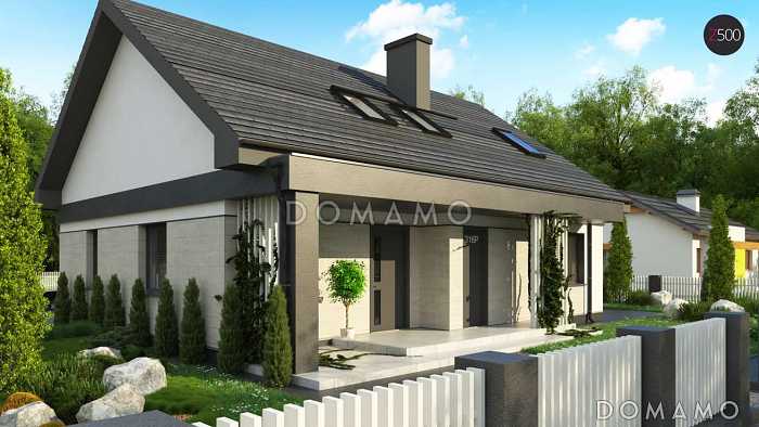 Проект одноэтажного дома с обустроенной мансардой из кирпича с пятью спальнями