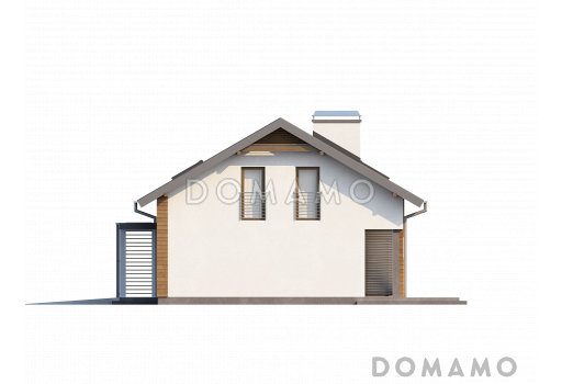 Проект классического одноэтажного мансардного дома из кирпича с кабинетом и гаражом / Фасад 4