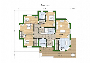 Проект одноэтажного дома из газобетона в классическом стиле / План 1 этажа