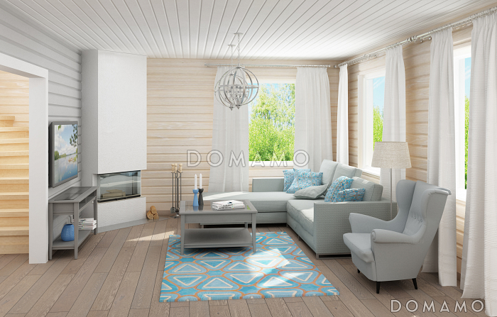 Проект двухэтажного каркасного дома с двумя спальнями на втором этаже