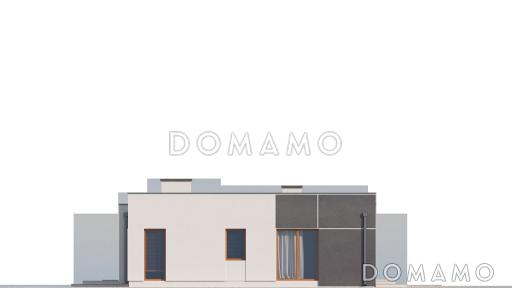 Проект просторного современного одноэтажного дома из газобетона с  тремя спальнями и гаражом с двумя отдельными въездами / Фасад 2