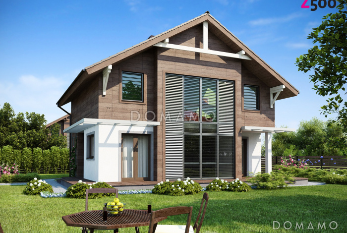 Проект двухэтажного дома из кирпича с панорамным остеклением