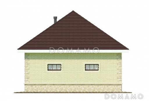 Проект одноэтажного гаража из газобетона с облицовкой из желтого кирпича / Фасад 2