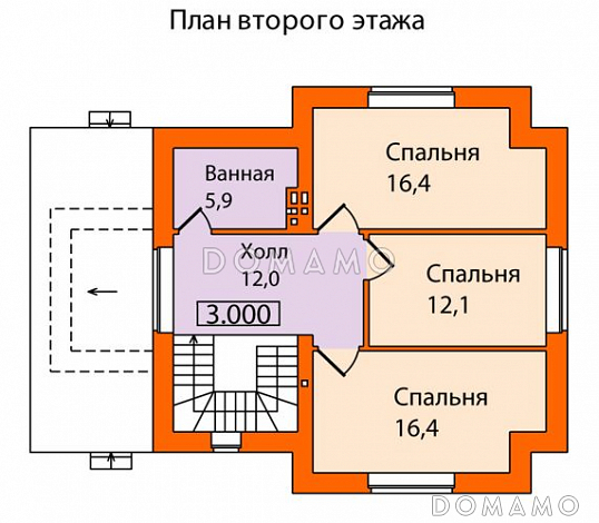 Проект кирпичного дома с простой и удобной планировкой / План мансардного этажа