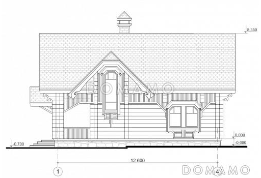Проект бани со свайным фундаментом / Фасад 1