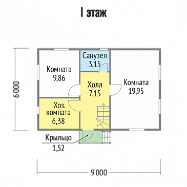 Проект каркасного дома с санузлом / План 1 этажа