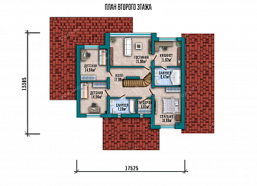 Проект двухэтажного дома с мансардой и гаражом / План 2 этажа