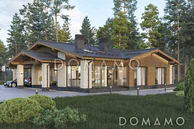 Проект дома с террасами, зоной барбекю, приватной зоной и просторной гостиной-кухней-столовой