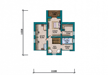 Проект дома с зимним садом, гардеробными и тремя спальнями / План мансардного этажа