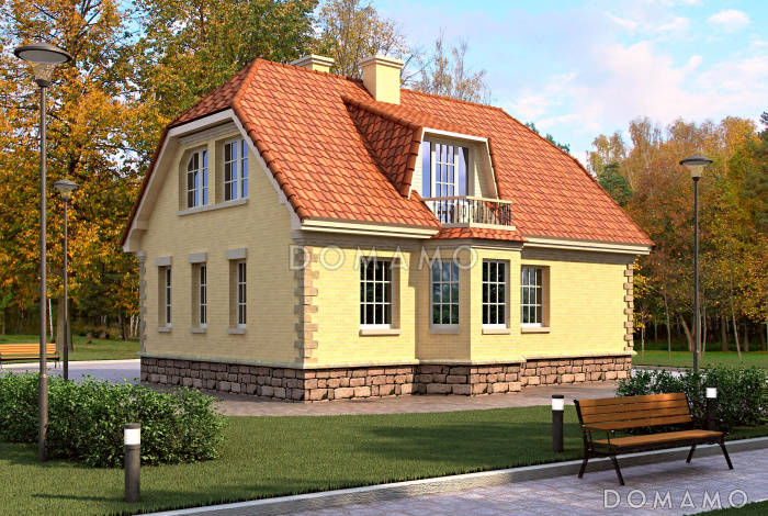 Проект дома по технологии ЛСТК с мансардой в европейском стиле