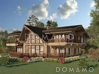 Проект двухэтажного дома из клеенного бруса со вторым светом и двумя балконами