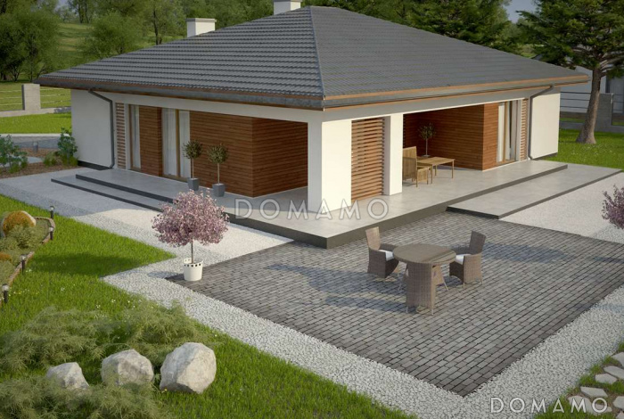 Проект одноэтажного дома из газобетона с тремя спальнями и кабинетом