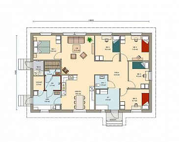 Проект современного дома с просторной кухней / План 1 этажа