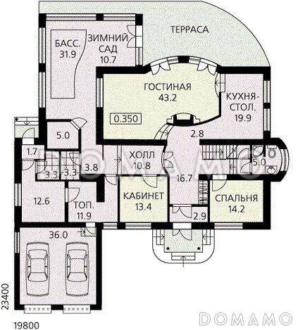 Проект дома с медной кровлей / План 1 этажа
