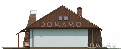 Проект одноэтажного мансардного дома из газобетона с кабинетом, тремя спальнями и гаражом / Фасад 4