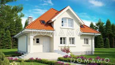 Проект загородного дома с цокольным этажом, камином на террасе, просторной гостиной, кладовой в кухне