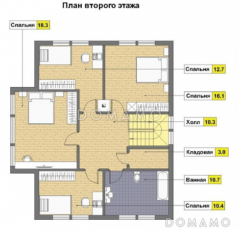Проект каркасного дома с мансардой / План мансардного этажа