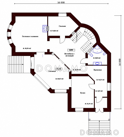 Проект кирпичного дома / План 1 этажа