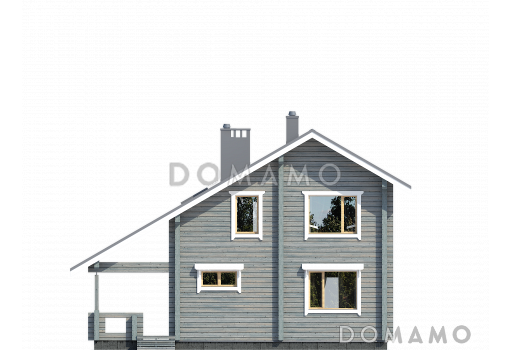 Проект двухэтажного дома из бруса в скандинавском стиле с котельной / Фасад 2