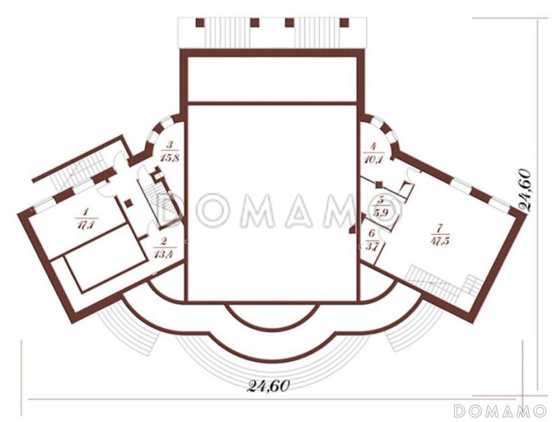 Проект дома с колоннами и балконом / План цокольного этажа