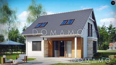 Проект мансардного дома из газобетона с кабинетом, тремя спальнями и балконом