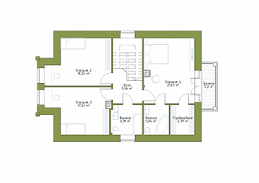 Проект небольшого особняка в классическом стиле  / План мансардного этажа
