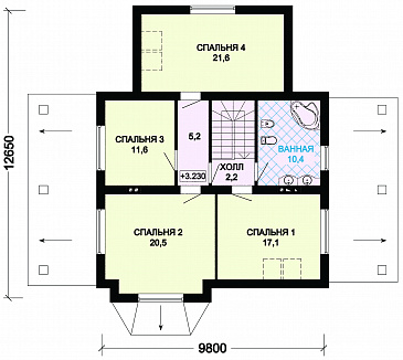 Проект дома из газобетона с просторной верандой / План мансардного этажа
