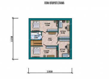 Проект дома с мансардой и террасой в современном стиле / План мансардного этажа