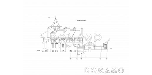 Проект коттеджа с угловой планировкой и бассейном / Фасад 3