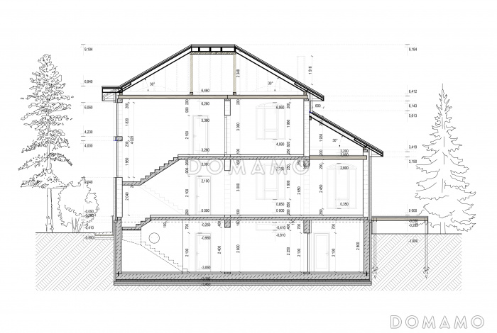 Проект загородного дома с бильярдной, парной, спортзалом, каминной зоной