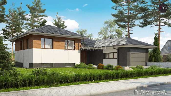 Проект необычного трёхуровневого дома из газобетона с бильярдной, тремя спальнями и гаражом 