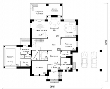 Проект дома из газобетона элитного статуса / План 1 этажа