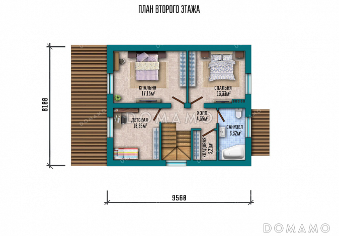 Проект одноэтажного дома с мансардой и террасой / План мансардного этажа