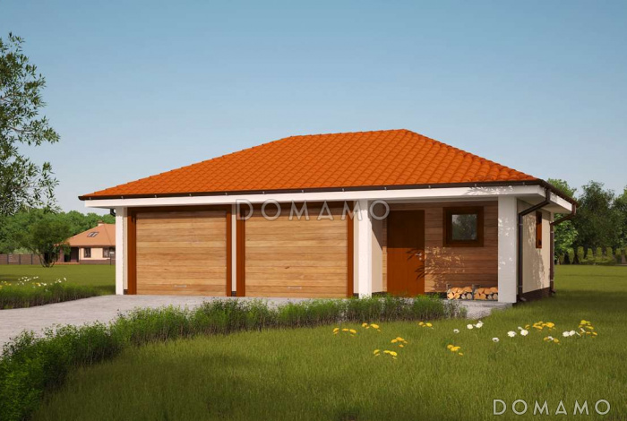 Проект гаража из кирпича для двух авто с техническим помещением