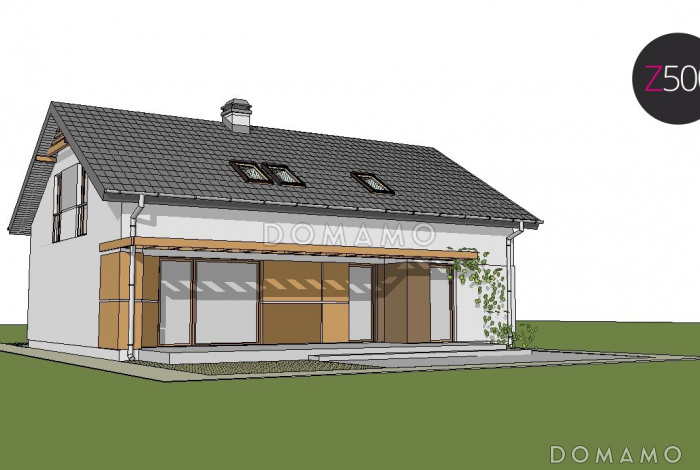 Проект одноэтажного мансардного дома из кирпича с кабинетом, гостевой спальней и хозяйственным помещением на первом этаже