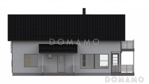 Проект каркасного дома с тремя спальнями и санузлом на втором этаже / Фасад 1