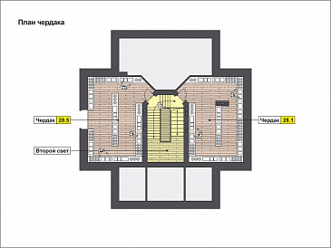 Проект дома с эркером, цокольным этажом с окнами, бассейном и сауной, вторым светом, спальней с балконом / План мансардного этажа