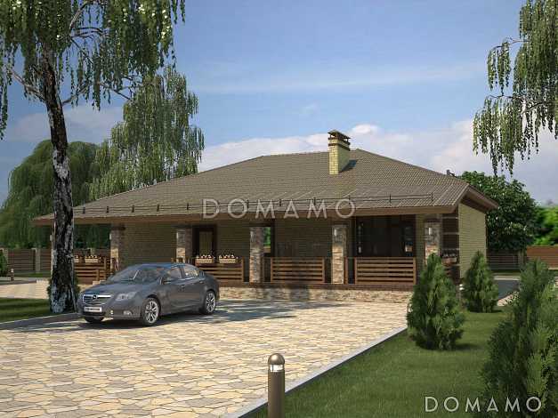 Проект одноэтажного дома с большой террасой